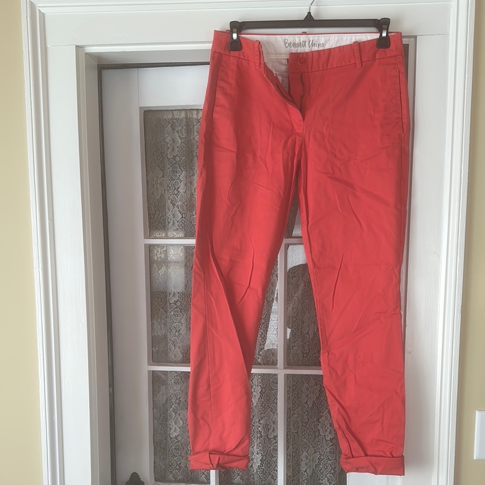 J Crew orange preppy Bennet chino size 8 tall.